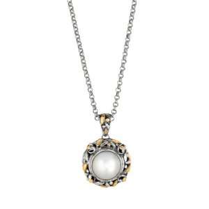  Sterling Silver 18k Gold Designer Pendant With Pearl   18 
