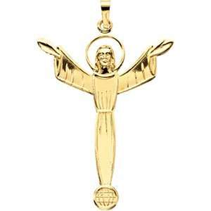  IceCarats Designer Jewelry Gift 14K Yellow Gold Risen Christ Pendant 