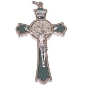  St. Benedict Rosary crucifix with green enamel   Extra 