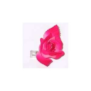  Rose Flower Barrette Clamp Clip FUSCHIA PINK 3 x 2 