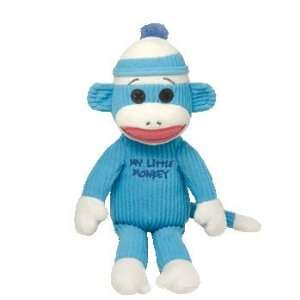  TY Beanie Baby   MY LITTLE MONKEY the Sock Monkey (BLUE 