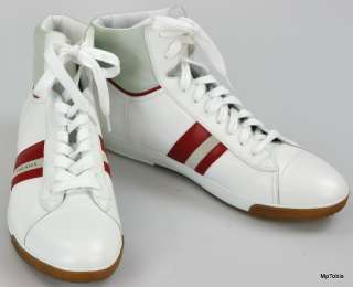 525 NEW Prada White & Red Hi Top Sneakers 11.5  