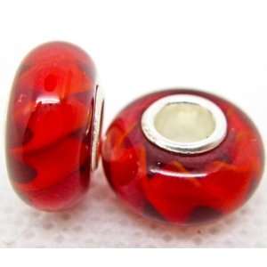  Bleek2sheek Murano Glass Red Helix Charm Beads (Set of 2 