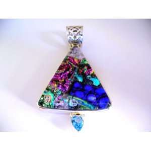 Dichroic Glass and Blue Topaz Pendant