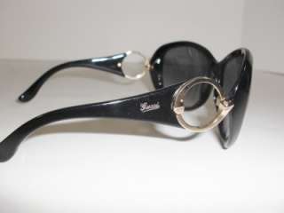 Gucci Signature Cutout Temple Sunglasses GG3132 Black & Gold Authentic 