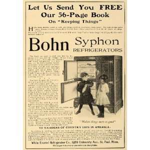  1906 Ad White Enamel Refrigerator Bohn Syphon Children 