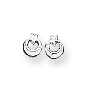  Sterling Silver Moon & Stars Mini Earrings Jewelry