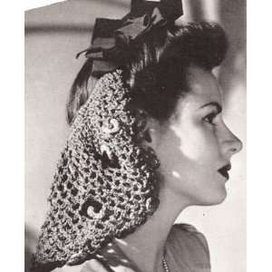 Vintage Crochet PATTERN to make   Snood Hairnet hair net tied. NOT a 