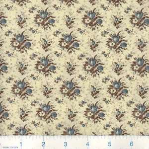    1860 Floral Bouquet Blue Fabric By The Yard Arts, Crafts & Sewing