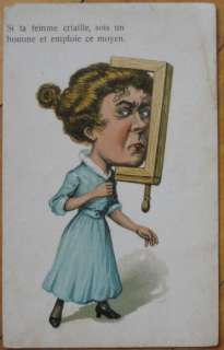 1910 Color Litho Postcard Woman with her Head in a Vice  