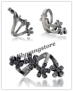 Vintage Silver Retro Plum blossom Flower Finger Ring Ladys fashion 