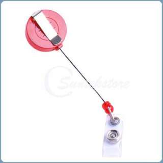 Red Retractable ID Card Holder Badge Reel Key Ring NEW  