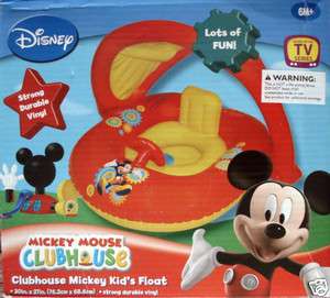 DISNEY MICKEY MOUSE KIDS INFLATABLE POOL FLOAT,RIDE ON,WITH SUN SHADE 