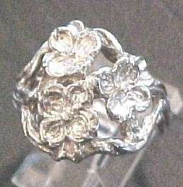 Art Nouveau Style Dogwood Ring   Sterling Silver   NEW  