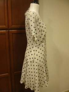 350 NEW Rebecca Taylor Ikat Heart Printed 40s silk chiffon dress in 