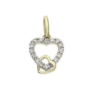  14k Real Gold Diamond Heart D Pendant Charm 17104