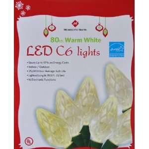 80 Ct Warm White LED C6 Lights with 16 Electronic Functions Indoor 
