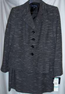 EVAN PICONE Black/Ivory Tweed Skirt Suit 16 or 18 NWT  