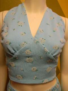 Darling 70s Vintage 3 Piece Outfit, Halter, Baby Blue  
