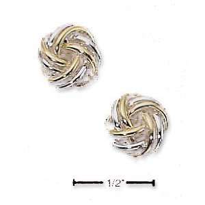  Sterling Silver Two Tone Flower Knot Post Earrings 