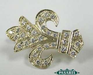 14k White Gold Fleur De Lis Diamond Designer Earrings  