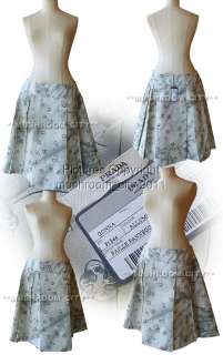 Auth PRADA Bluish Gray Floral Print Silk Pleat Skirt 44  