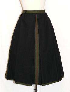 BLACK ~ WOOL Women German A LINE Pleated Full Long Swing Dress SKIRT 