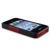 Hybrid Black Soft/Red Mesh Case+Pro+Wall Home+Car Charger For iPhone 4 
