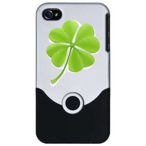  iPhone 4 or 4S Slider Case Silver Beautiful Clover 