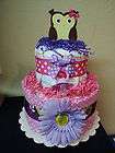 Pink & Purple OWL 2 tier diaper cake baby shower decoration/cen 