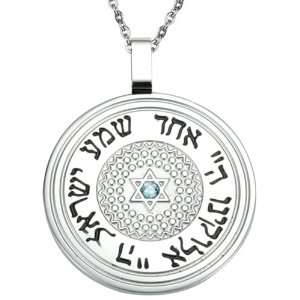  Circular Stainless Steel Judaica Pendant with Star of David Symbol 
