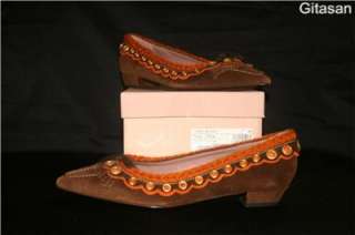 Auth Miu Miu Prada Suede shoes Flats 6.5 Scamoscaito 36.5 NEW SALE $ 