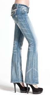 Miss Me Boot Cut Angel Wings Crystal Leather Jeans  