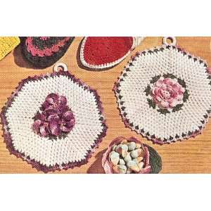 Vintage Crochet PATTERN to make   Pansy & Irish Rose Pot Holder. NOT a 