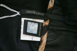 ROBERTO CAVALLI Black Leather Gold Embroidered Embellished+Tassels 