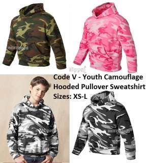   Camouflage Pullover Hooded Sweatshirt Woodland Camo 2969 XS L  
