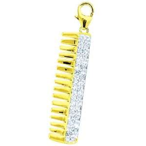  14K Gold 1/10ct HIJ Diamond Comb Spring Ring Charm Arts 