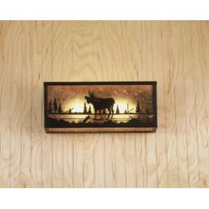   Brown Moose Rustic / Country Two Light Up Lighting Bathroom Fixture fr