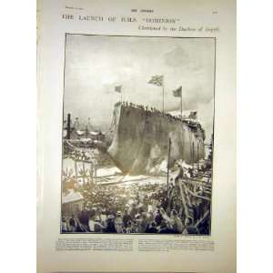  Hms Dominion Ship Launch Duchess Argyll Print 1903