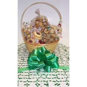 Scotts Cakes Small Ho Ho Ho Cookie Basket with Handle Holly Wrapping 
