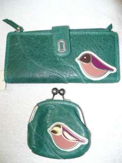NWT FOSSIL LEATHER RUBY TAB CLUTCH WALLET OR CHOOSE COIN PURSE BIRDS 