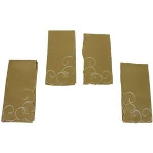  Homewear Embroidery 18 Inch Napkin Set, Gold, Set of 4 