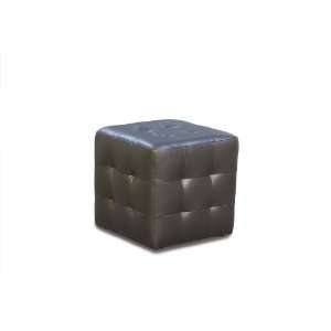   Zen Bonded Leather Mocca Tufted Cube Accent Ottoman