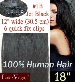 Pc Remy Quick Fix Clip In Human Hair Extensions #1B  