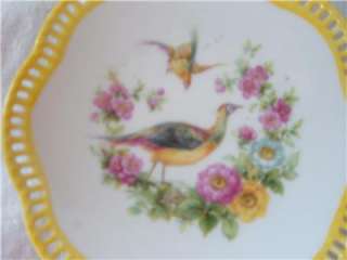 Antique Schumann Bavaria Porcelain Pierced Plate Birds  