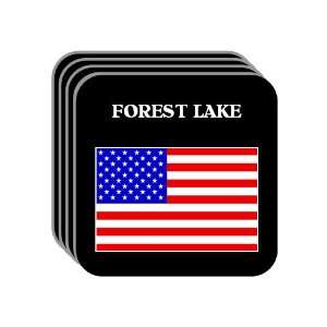 US Flag   Forest Lake, Minnesota (MN) Set of 4 Mini Mousepad Coasters