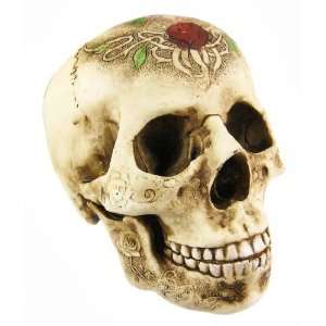    Tribal Rose Tattoo Design Human Skull Statue