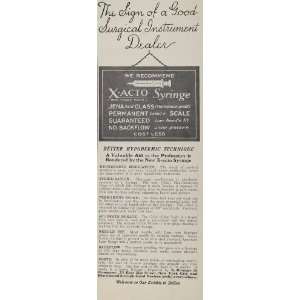 1926 Ad X Acto Syringe Hypodermic Needle S. Doniger Co.   Original 