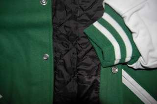 More Pictures of This Kelly Green and White Varsity Letterman Jacket