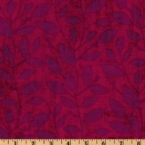  44 Wide Floral Folio Leaves Fuchsia Fabric By The Yard 